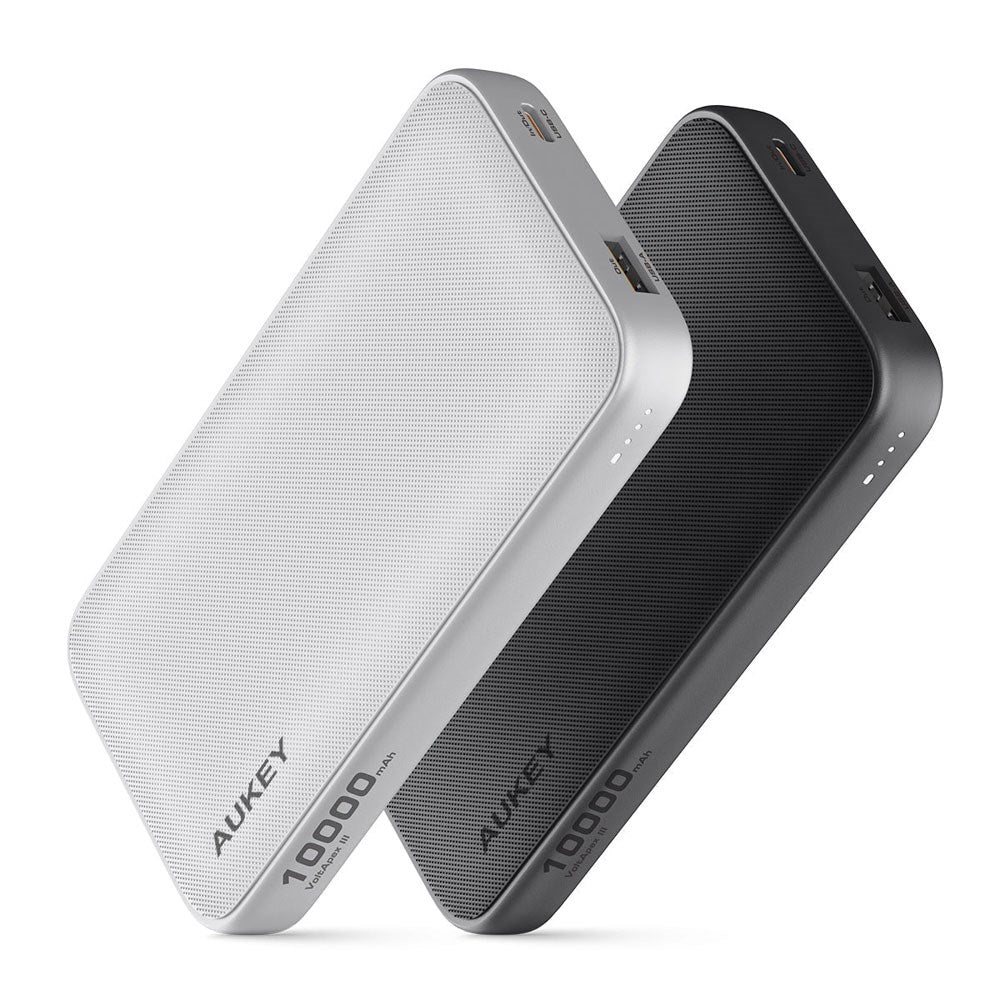 Aukey Sprint 10 000 mAh Powerbank med 15 W & 1 x USB-C & 1 x USB-A - Mørkegrå