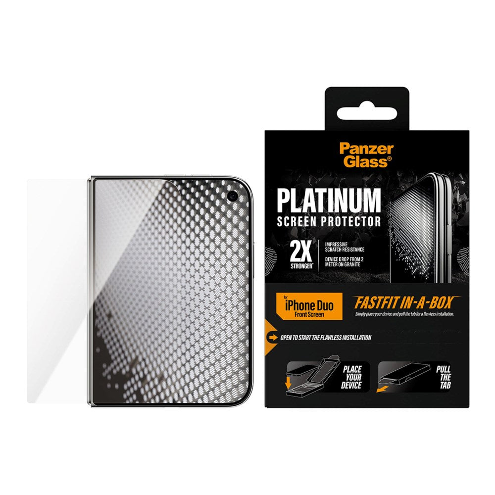 iPhone Duo PanzerGlass Platinum Sub Screen Protector m. FASTFIT IN-A-BOX - Gjennomsiktig