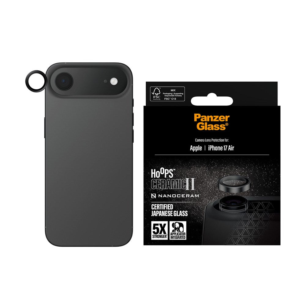 PanzerGlass iPhone Air Ceramic Hoops Kameralinsebeskyttelse med Monteringsramme - Svart