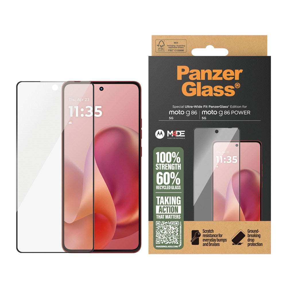 PanzerGlass Motorola Moto G86 / G86 Power Skjermbeskyttelsesglass - Ultra Wide Fit - Gjennomsiktig
