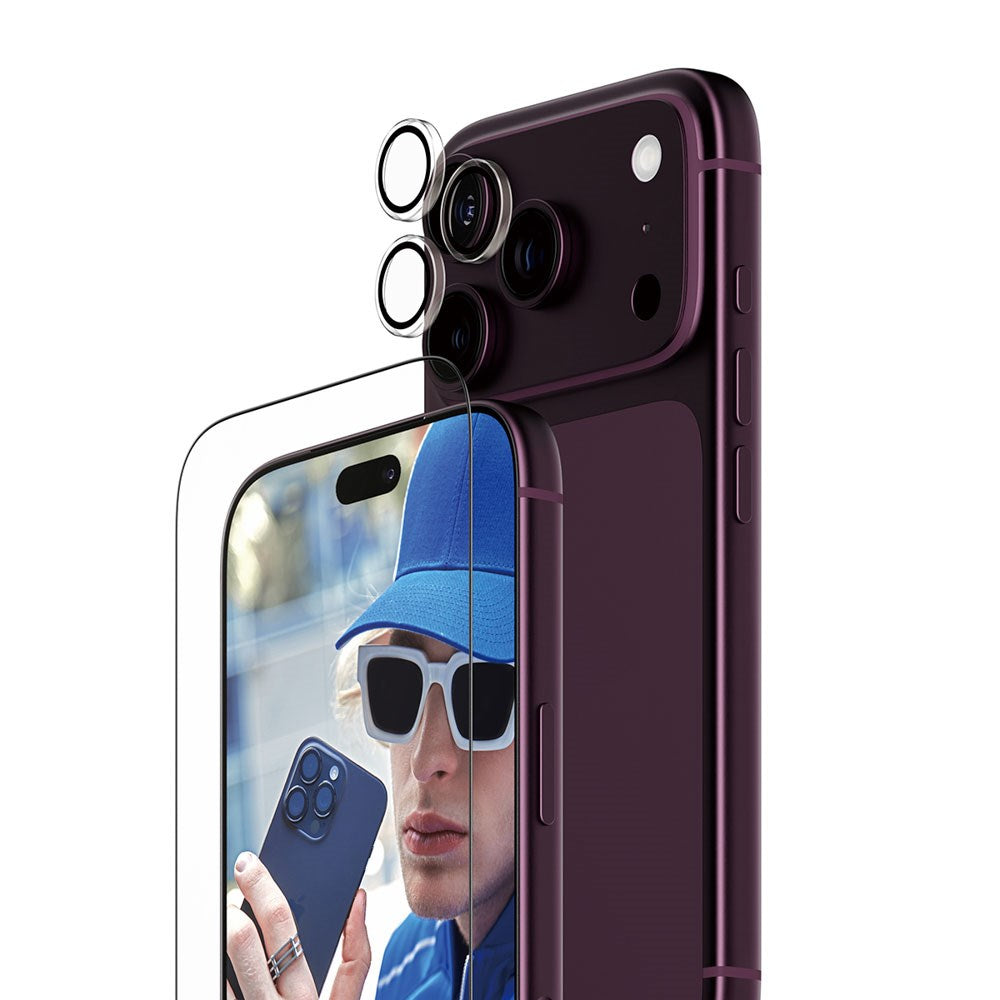 iPhone 18 Pro PanzerGlass Essentials 2-in-1 Bundle med EasyAligner / Skjermbeskyttelse (UWF) / Hoops Kamerabeskyttelse - Gjennomsiktig