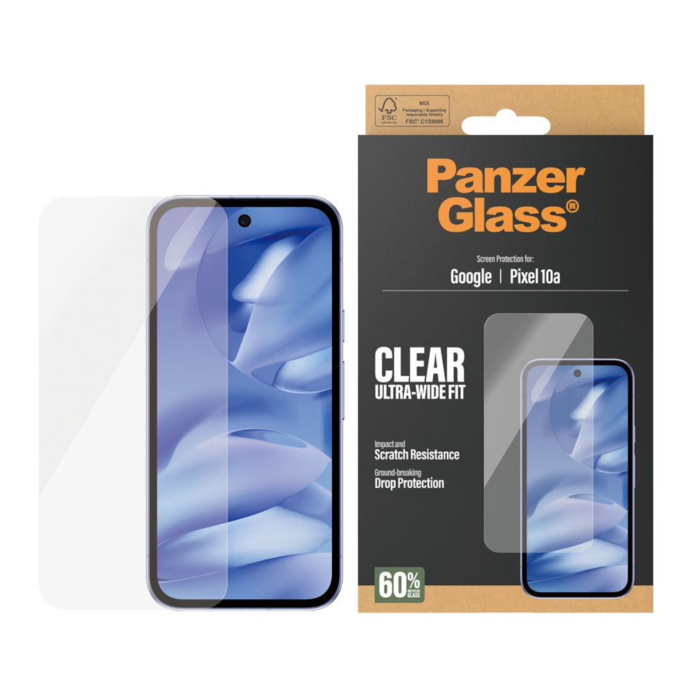 Google Pixel 10a PanzerGlass Skjermbeskyttelsesglass - Ultra Wide Fit - Gjennomsiktig