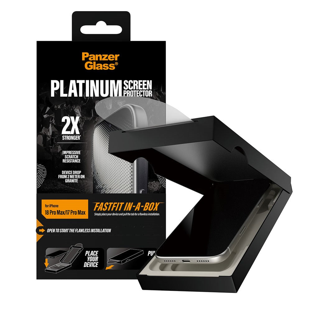 iPhone 18 Pro Max / 17 Pro Max PanzerGlass Screen Protector with FastFit-In-A-Box - Gjennomsiktig