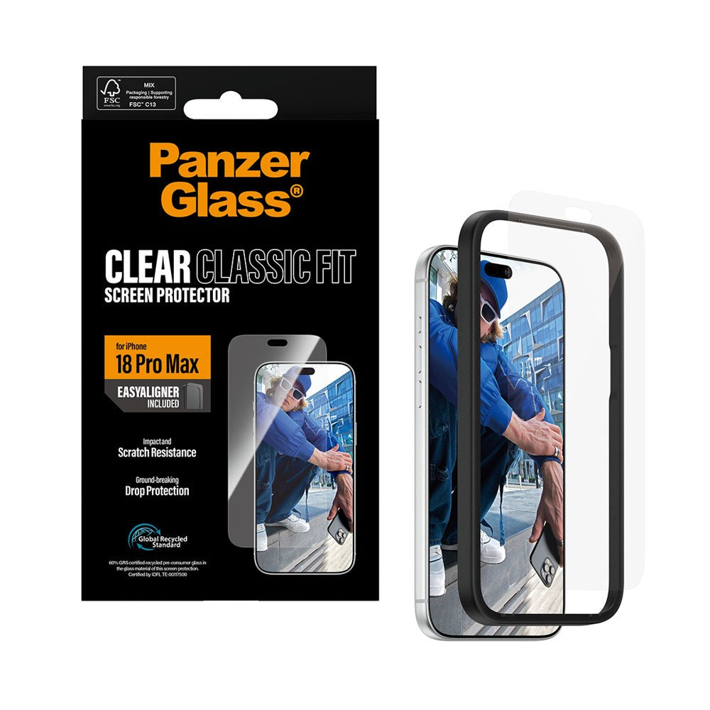 iPhone 18 Pro Max PanzerGlass Skjermbeskytter Classic Fit med EasyAligner – Gjennomsiktig