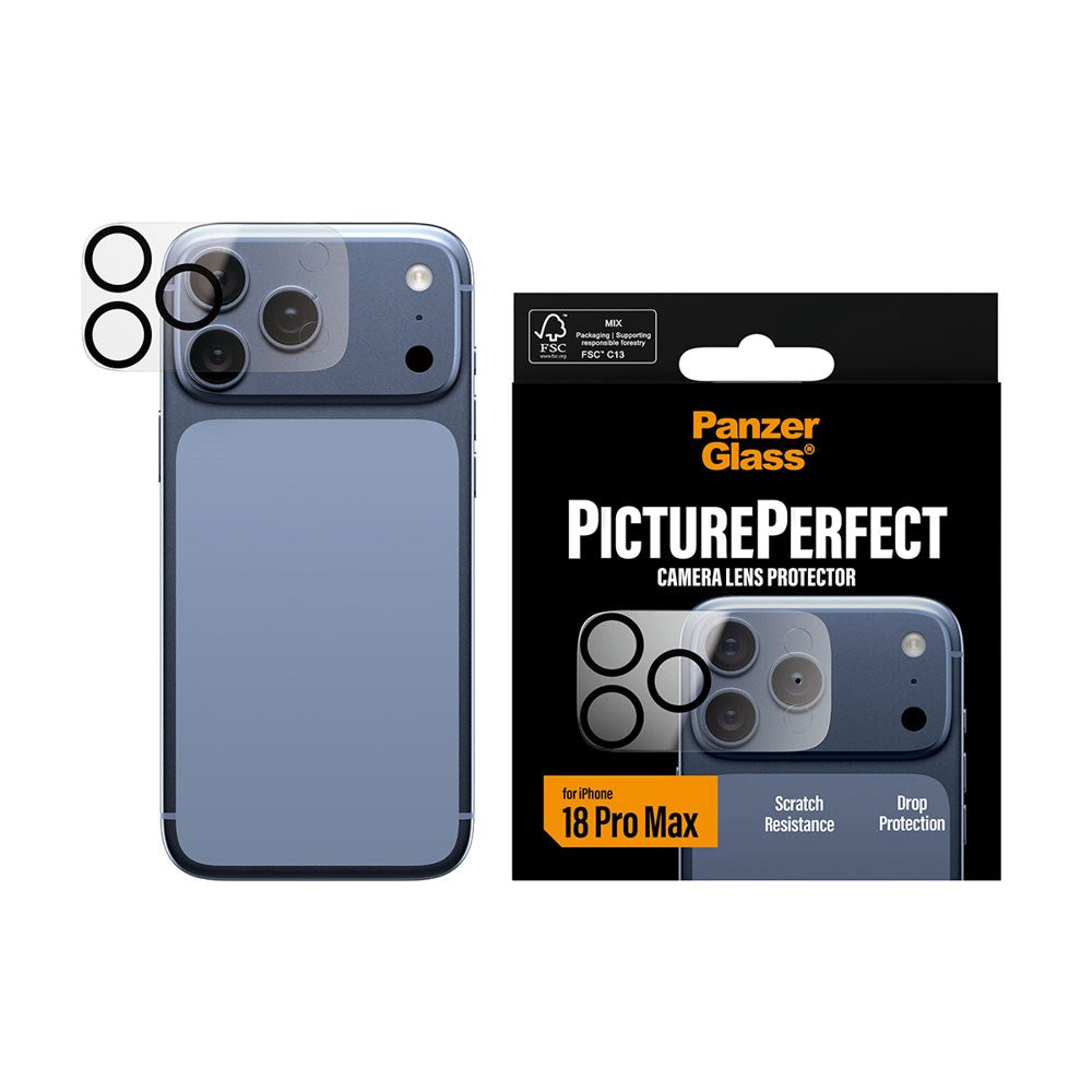 iPhone 18 Pro Max PanzerGlass PicturePerfect Kameralinsebeskytter - Gjennomsiktig / Svart
