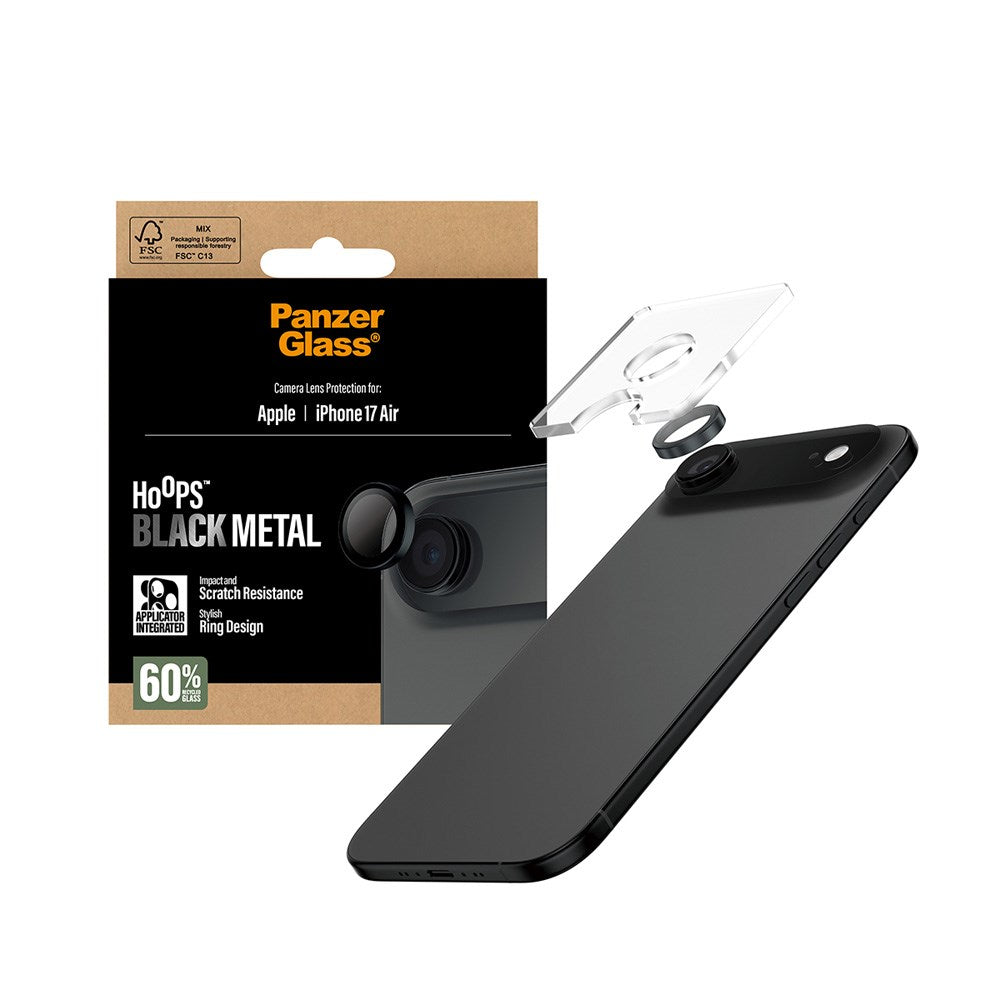 PanzerGlass iPhone Air Hoops Kameralinsebeskyttelse med Installasjonsramme - Svart