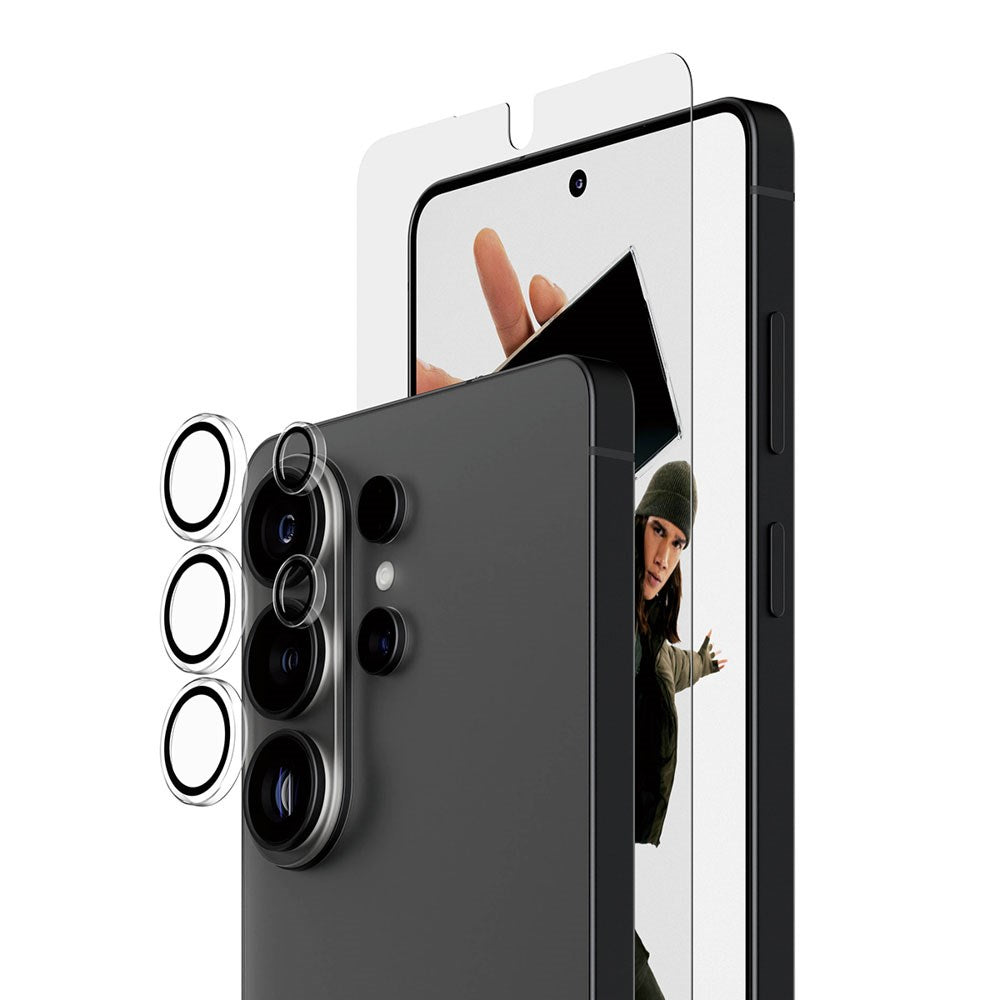 Samsung Galaxy S26 Ultra PanzerGlass Hoops 2-in-1 Bundle med EasyAligner / Skjermbeskyttelse (UWF) / Hoops Kamerabeskyttelse - Gjennomsiktig