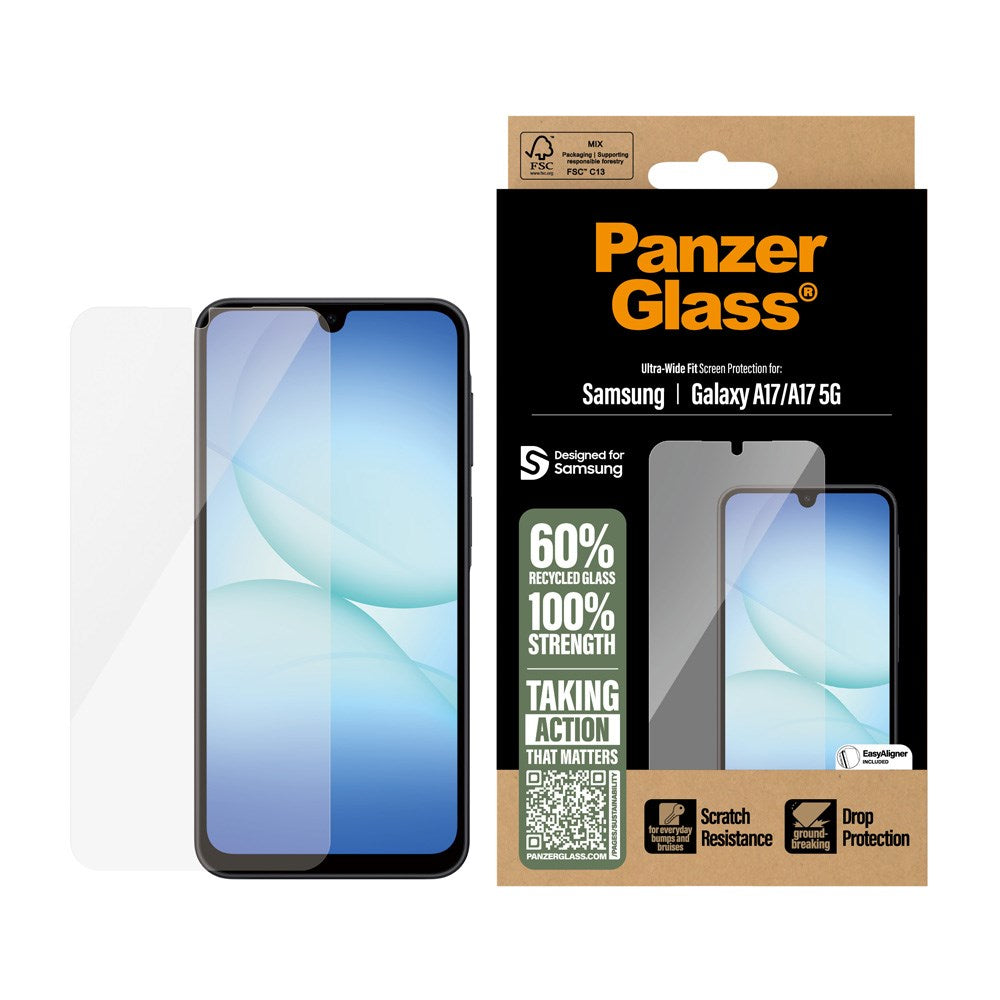 PanzerGlass® Skjermbeskytter - Ultra-Wide Fit for Samsung Galaxy A17 (5G) m. EasyAligner - Gjennomsiktig
