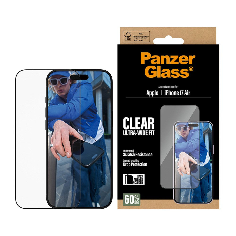 PanzerGlass iPhone Air Skjermbeskytterglass med EasyAligner - Ultra Wide Fit - Gjennomsiktig