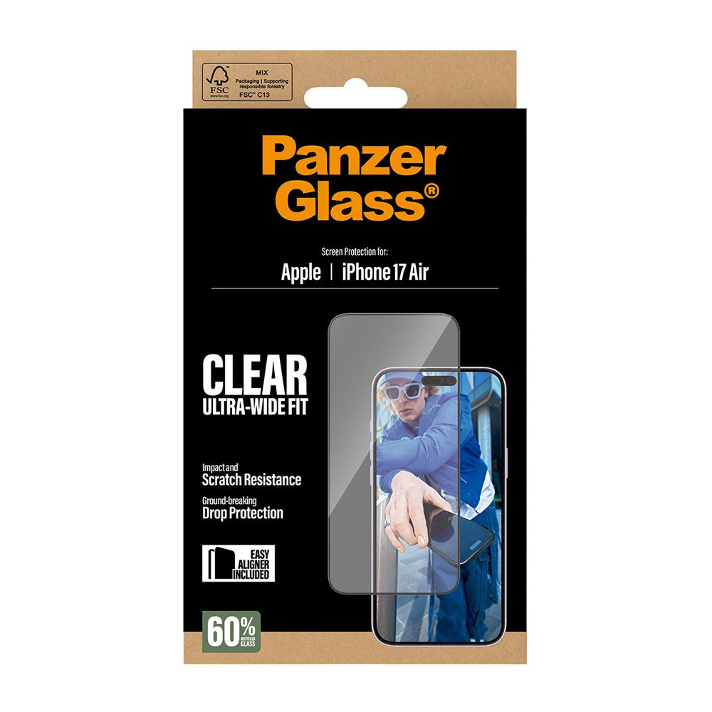 PanzerGlass iPhone Air Skjermbeskytterglass med EasyAligner - Ultra Wide Fit - Gjennomsiktig
