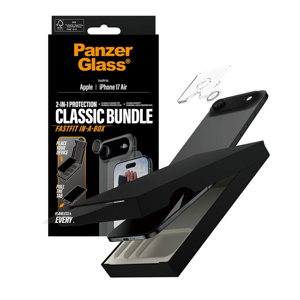 PanzerGlass iPhone Air 2-in-1 Classic Bundle - Skjermbeskytter + Kameralinsebeskytter - Gjennomsiktig