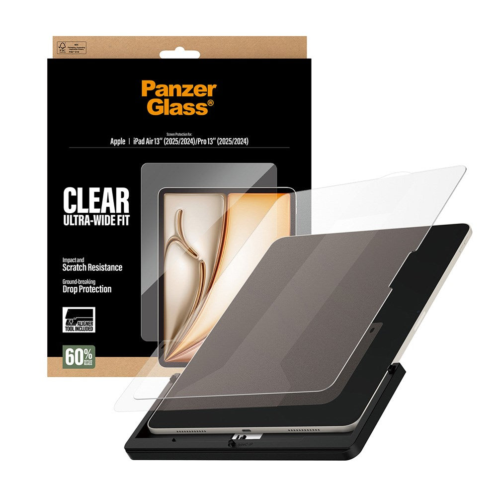 PanzerGlass iPad Air 13" (2026 / 2025 / 2024) / Pro 13" (2025 / 2024) Skjermbeskyttelsesglass m. Installasjonsramme - Ultra-Wide Fit - Gjennomsiktig