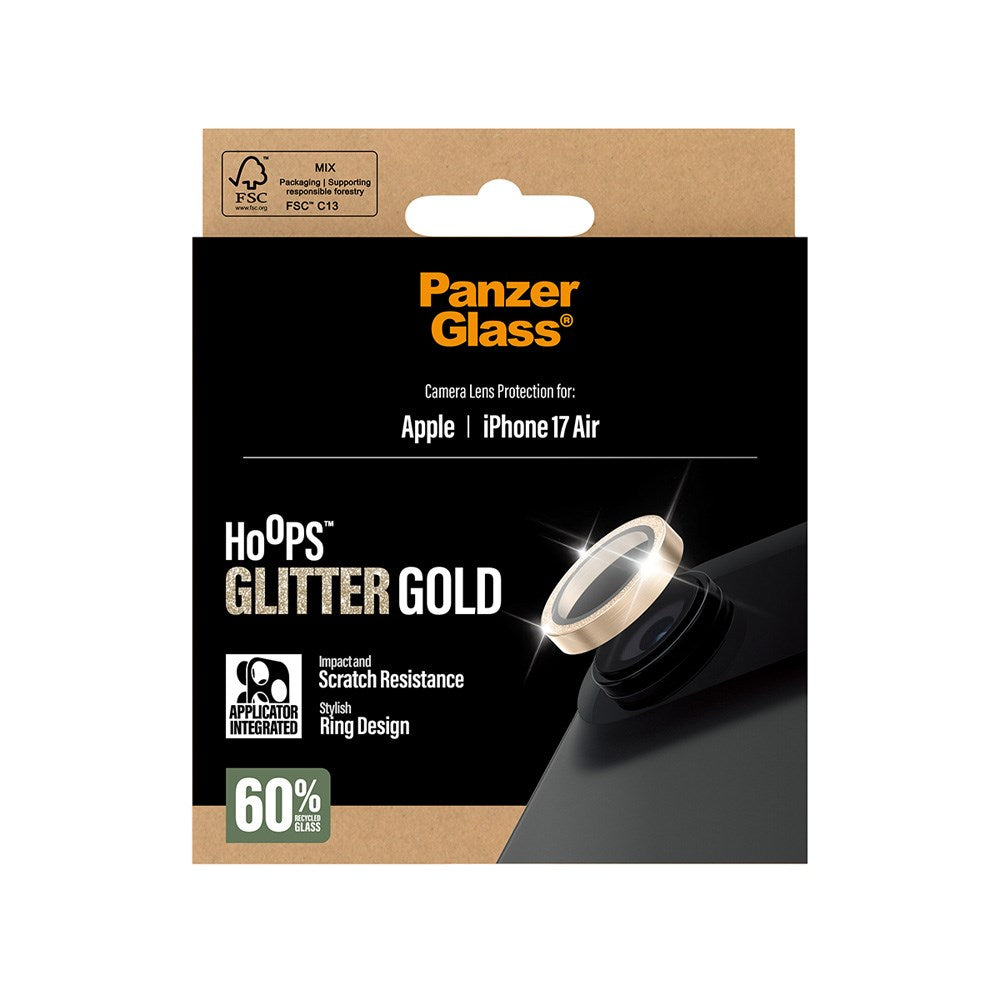 PanzerGlass iPhone Air Hoops Kameralinsebeskyttelse med Installasjonsramme - Glitter Gull