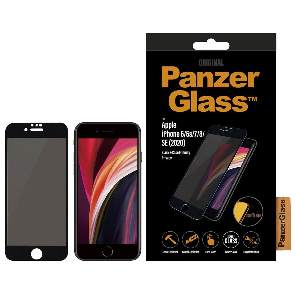 iPhone SE (2022 / 2020) / 8 / 7 / 6 / 6s PanzerGlass Case Friendly Skjermbeskytter - Privacy - Svart
