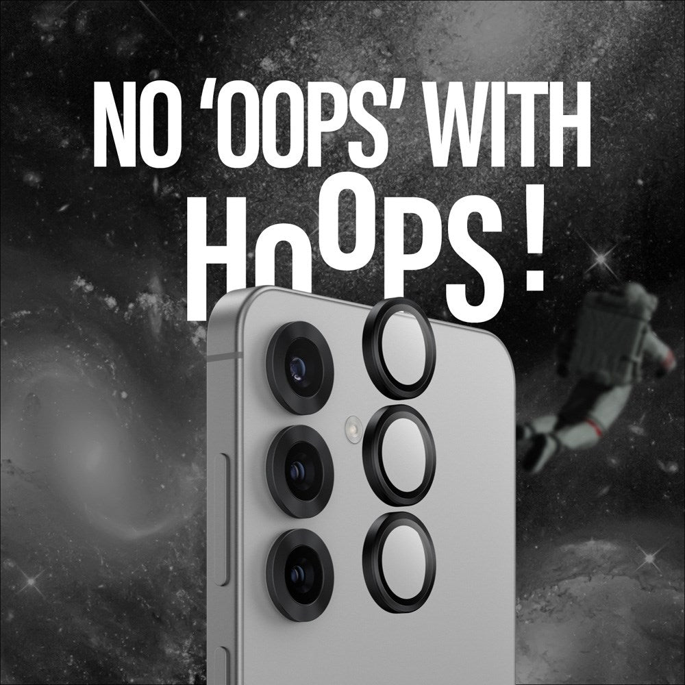 Samsung Galaxy S25+ (Plus) PanzerGlass Ceramic Hoops - Kamerabeskyttelse - Gjennomsiktig / Svart