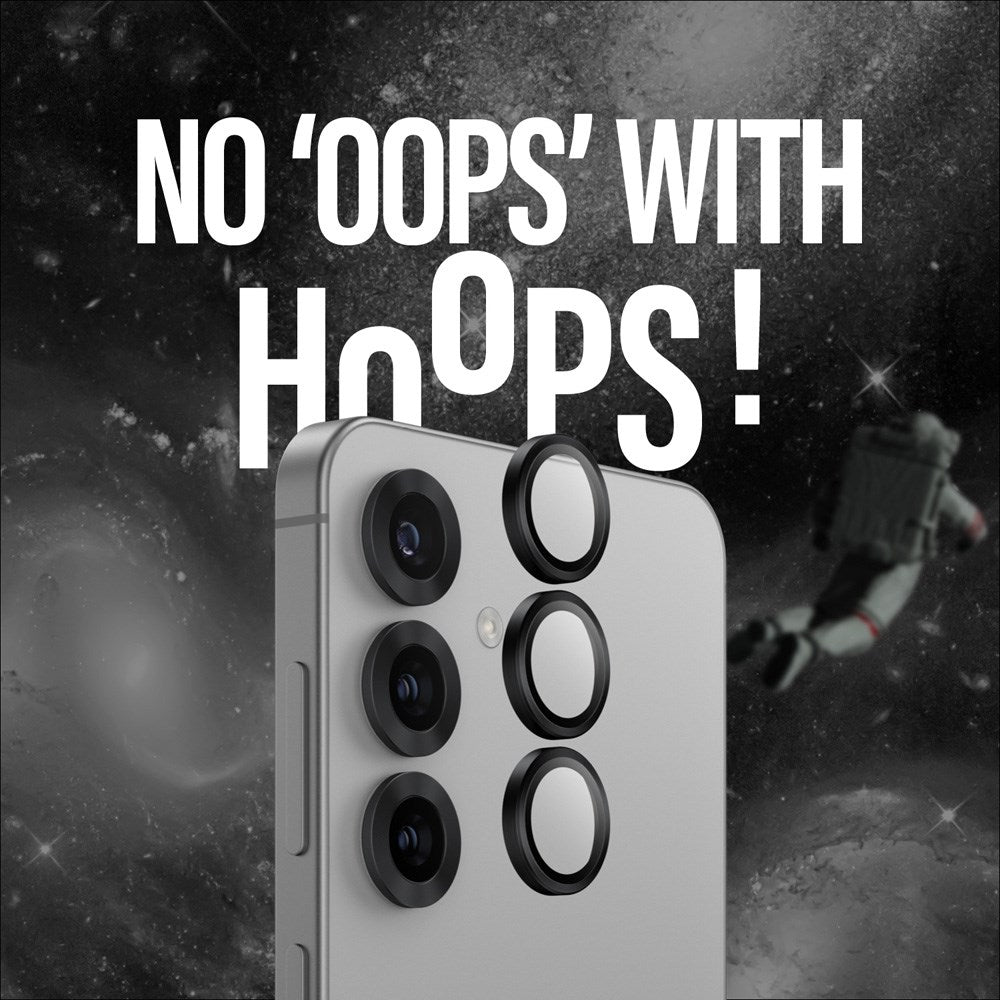 Samsung Galaxy S25 PanzerGlass Ceramic Hoops - Kamerabeskyttelse - Gjennomsiktig / Svart