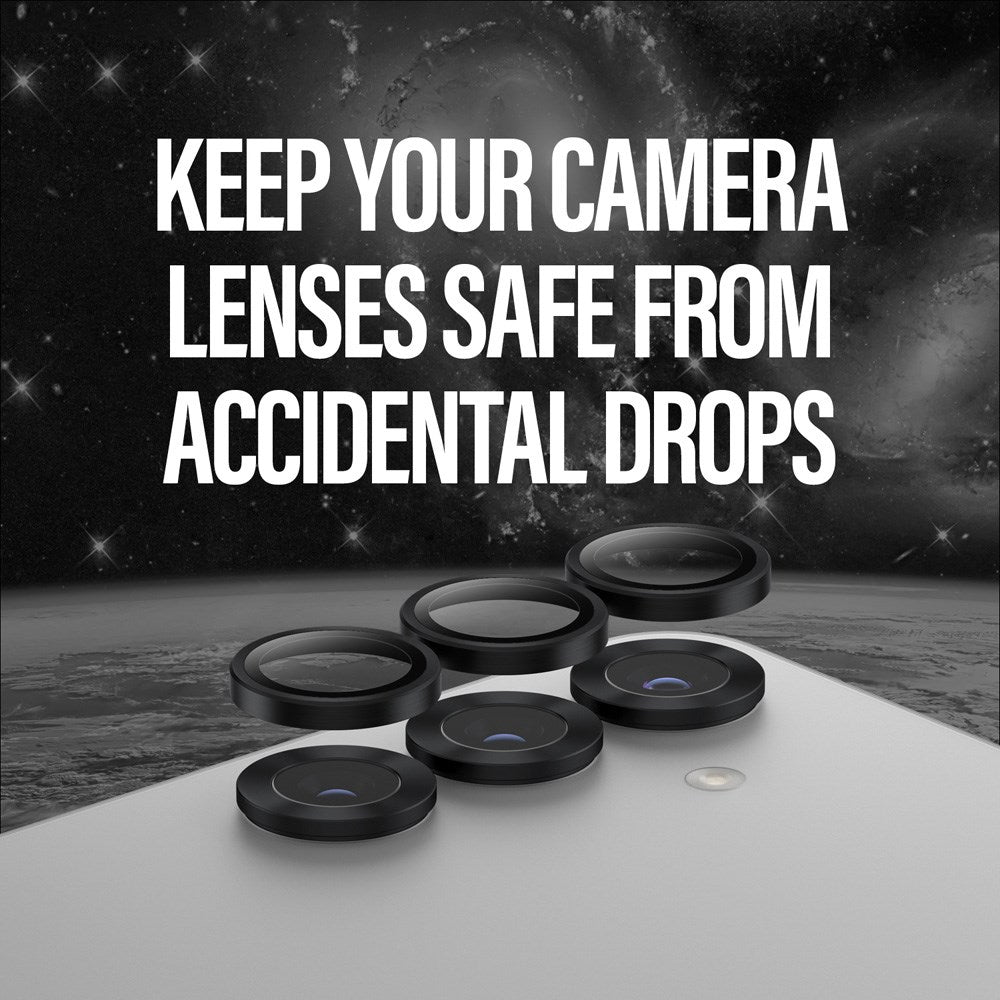 Samsung Galaxy S25 PanzerGlass Ceramic Hoops - Kamerabeskyttelse - Gjennomsiktig / Svart