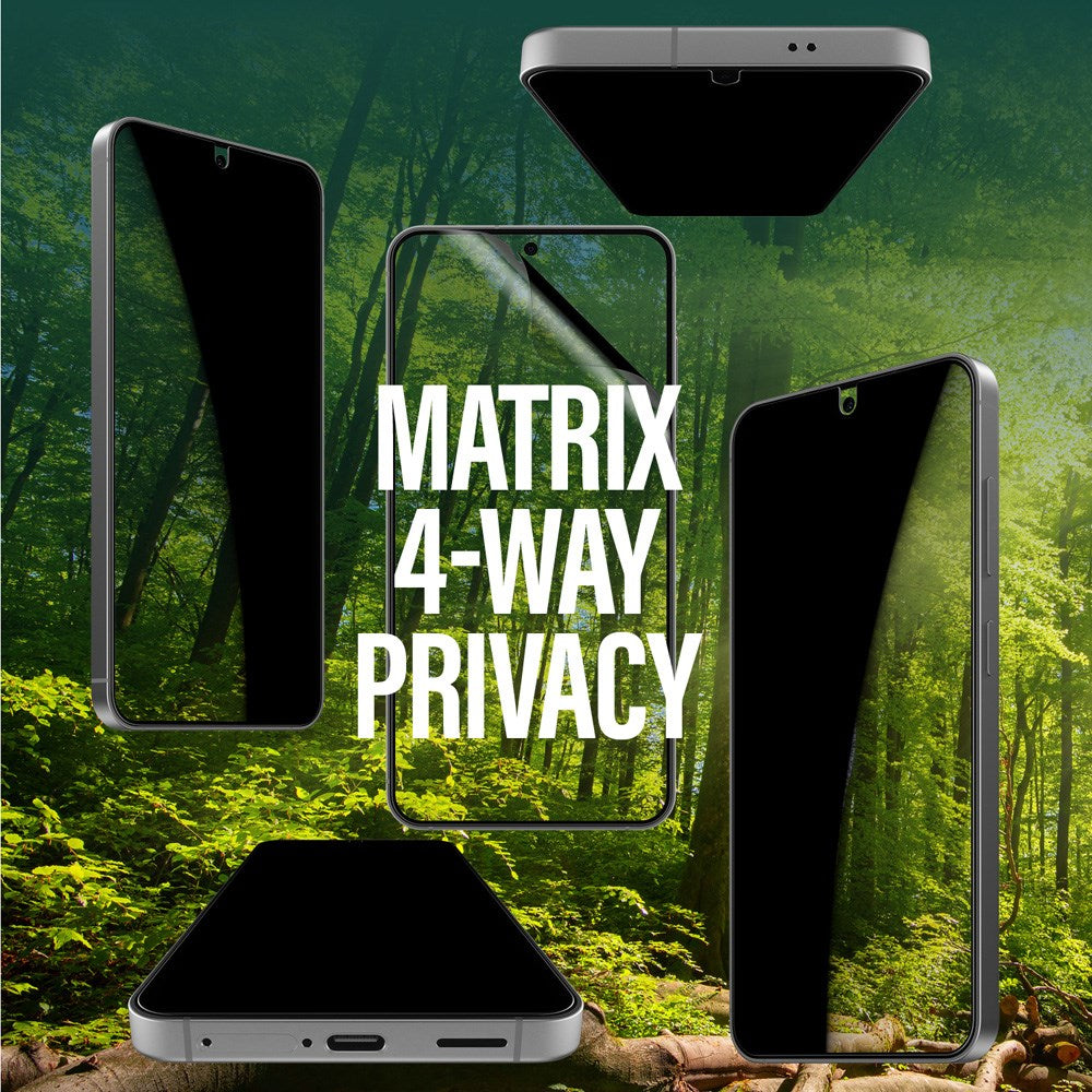 Samsung Galaxy S25+ (Plus) PanzerGlass Eco Matrix 4-Way Privacy Skjermbeskyttelse Ultra Wide Fit - Aligner Kit - Platinum Strength - Gjennomsiktig