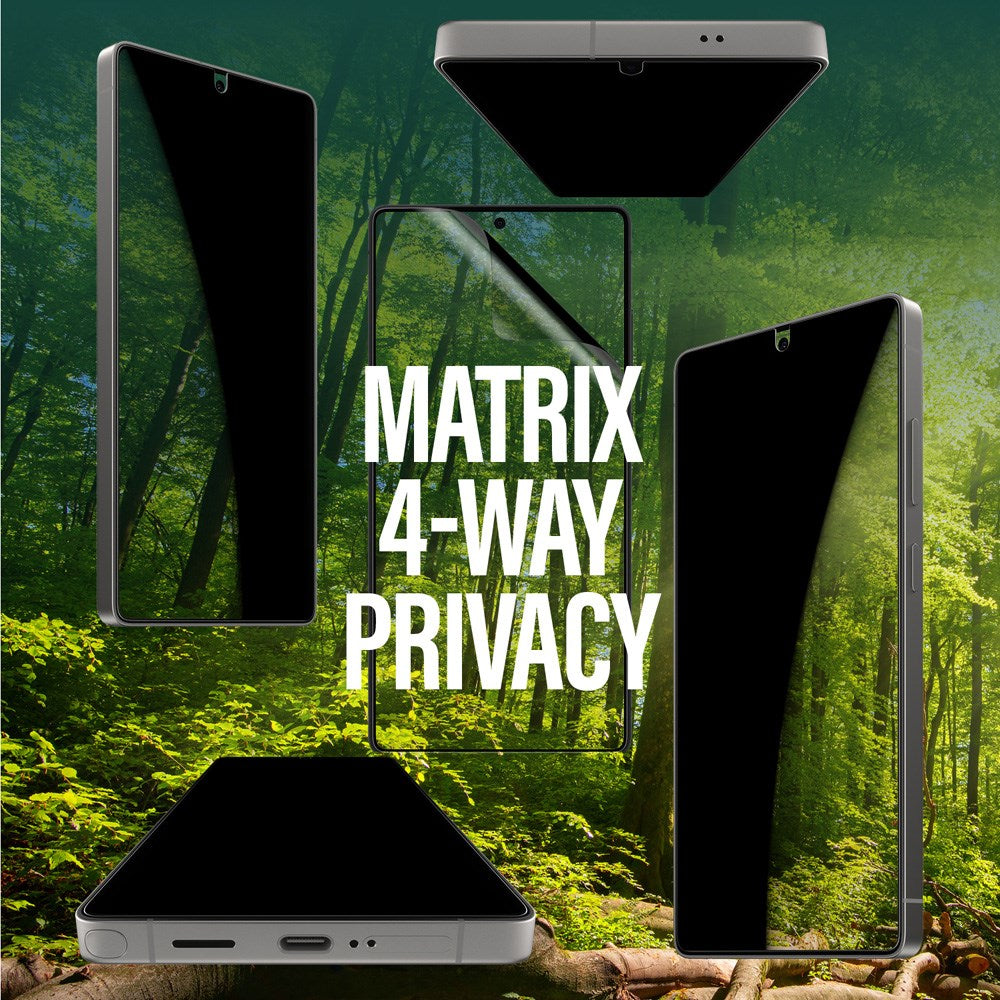 Samsung Galaxy S25 Ultra PanzerGlass Eco Matrix 4-Way Privacy Skjermbeskyttelse Ultra Wide Fit - Aligner Kit - Platinum Strength - Gjennomsiktig