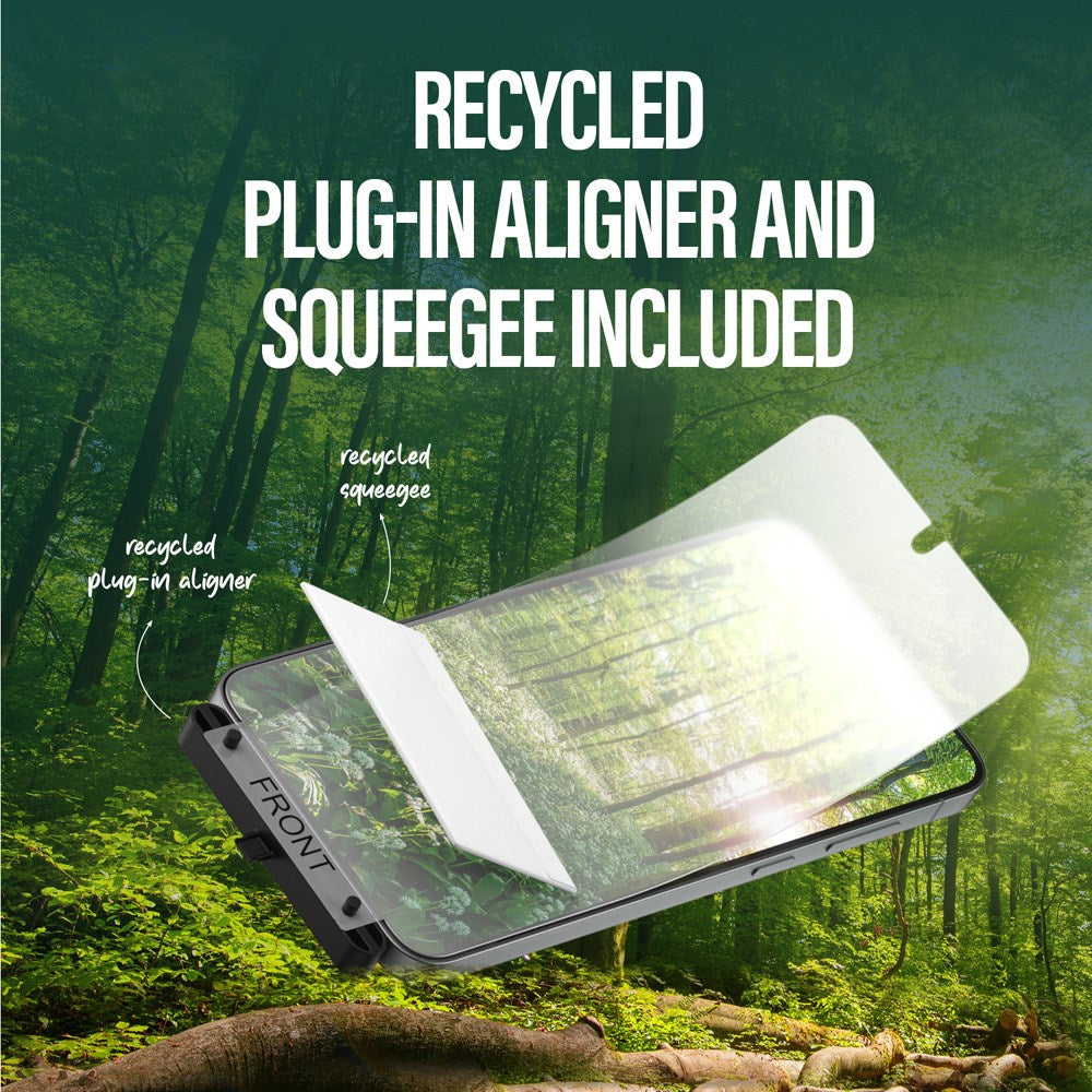 Samsung Galaxy S25 PanzerGlass Eco Matrix Skjermbeskytter Ultra Wide Fit - Aligner Kit - Platinum Strength - Gjennomsiktig