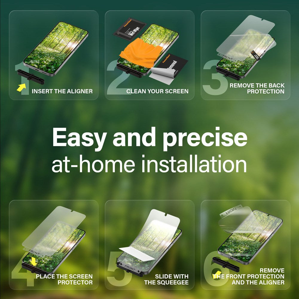 Samsung Galaxy S25 PanzerGlass Eco Matrix Skjermbeskytter Ultra Wide Fit - Aligner Kit - Platinum Strength - Gjennomsiktig