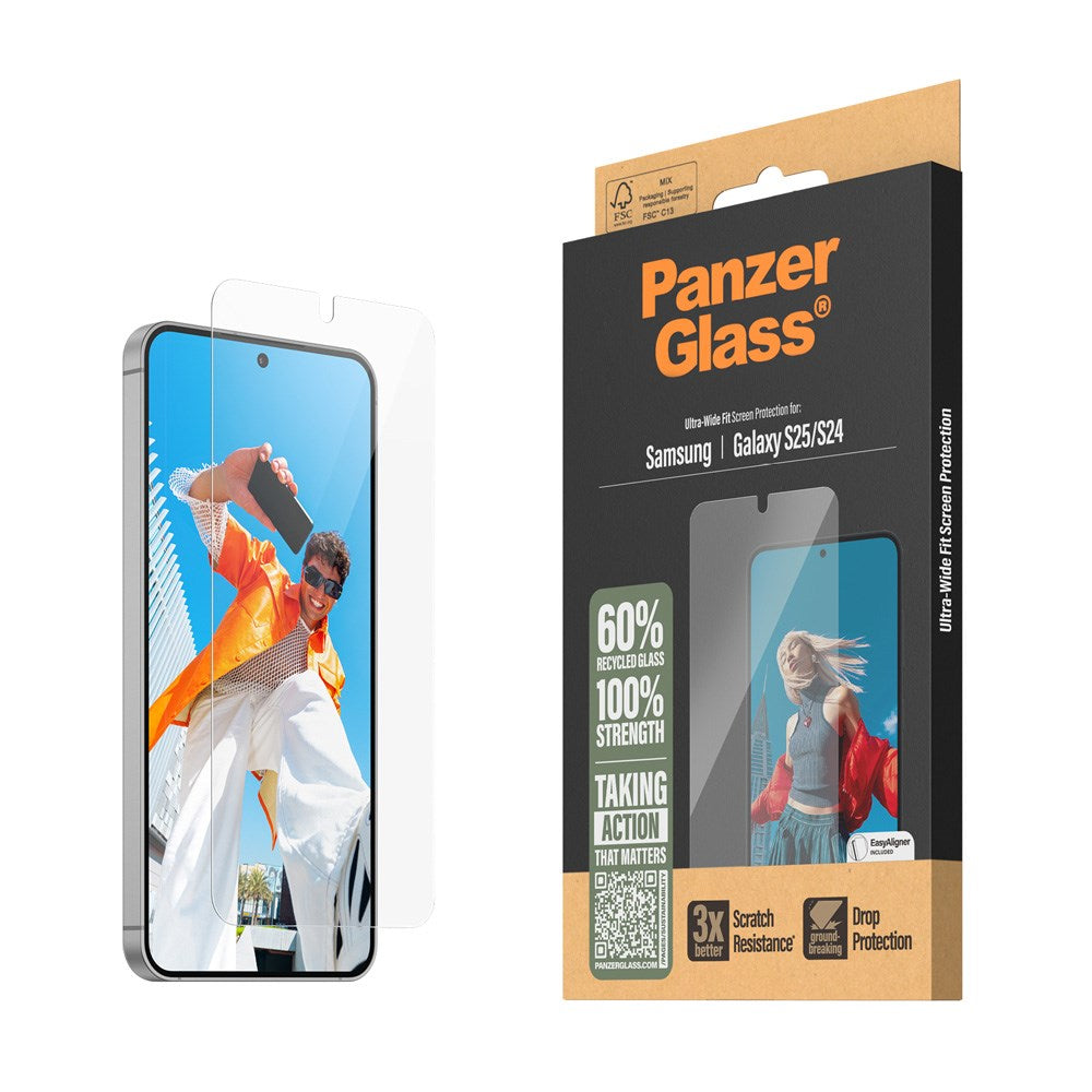Samsung Galaxy S25 PanzerGlass Ultra-Wide Fit Skjermbeskytterglass - Gjennomsiktig