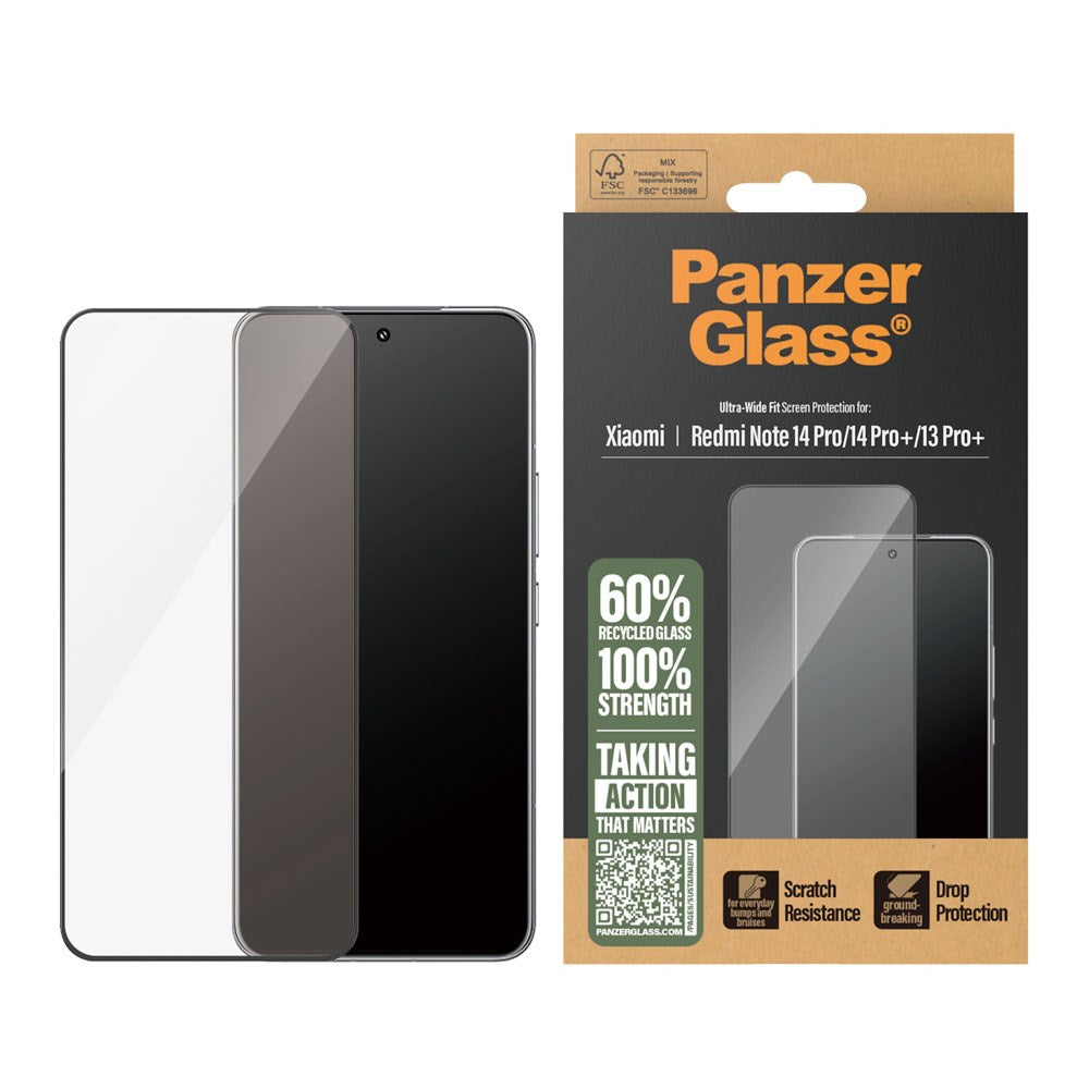 PanzerGlass® Skjermbeskytter - Ultra-Wide Fit for Xiaomi Redmi Note 14 Pro (5G) med EasyAligner - Gjennomsiktig