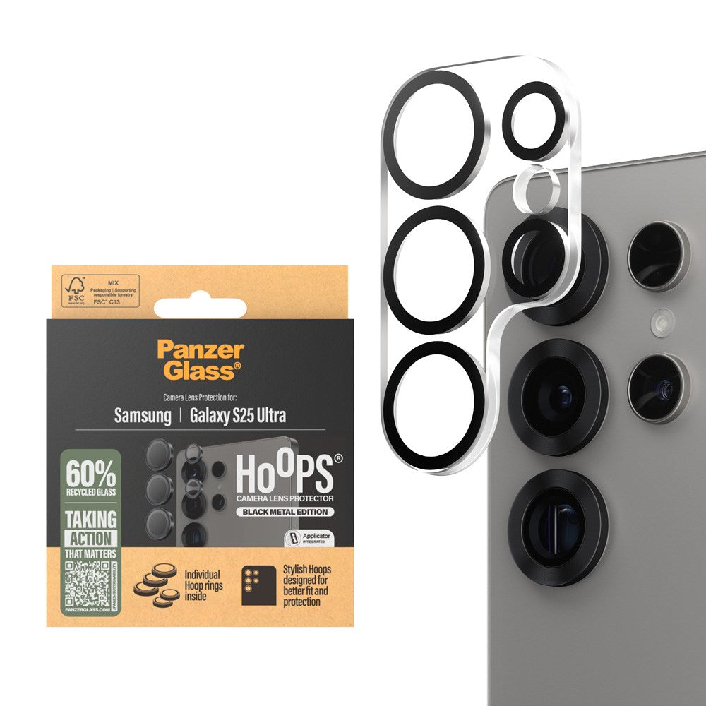 Samsung Galaxy S25 Ultra PanzerGlass PicturePerfect - Kamerabeskyttelse - Platinum Strength - Gjennomsiktig / Svart