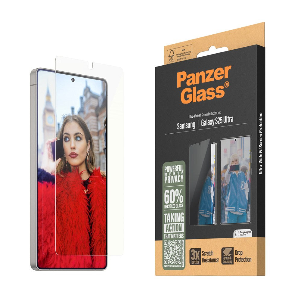 Samsung Galaxy S25 Ultra PanzerGlass Ultra Wide Fit All-in-One Skjermbeskyttelse - Anti-Reflective - Anti-Blue Light - Heat Dissaption - Gjennomsiktig