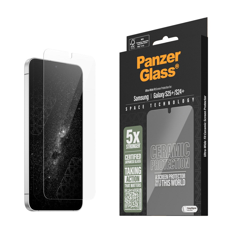 PanzerGlass Samsung Galaxy S25+ (Plus) - Ultra-Wide Fit Ceramic Skjermbeskyttelsesglass - Gjennomsiktig