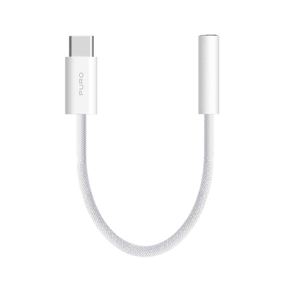Puro Flettet Adapter USB-C til 3,5 mm Jack - 15 cm - Hvit