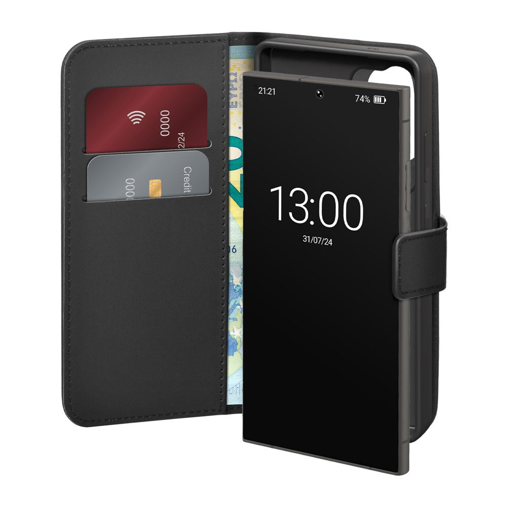 Samsung Galaxy S26 Ultra PURO Eco-Leather Flip Deksel m. Kortholder & Stativfunksjon - Svart