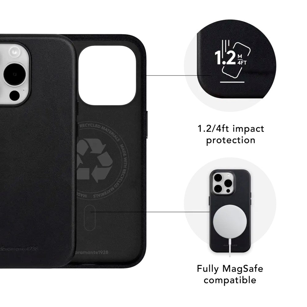 dbramante1928 iPhone 15 Pro Roskilde Deksel - 100 % Ekte Skinn - MagSafe-Kompatibel - Black