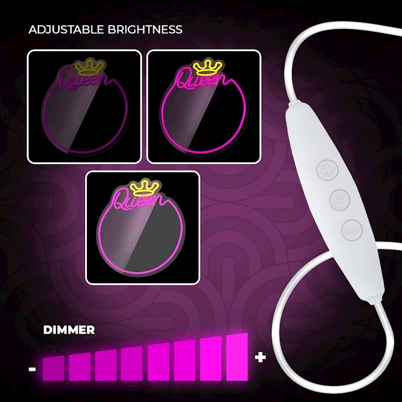 Forever Light LED Neon Lys Speil - "Queen"