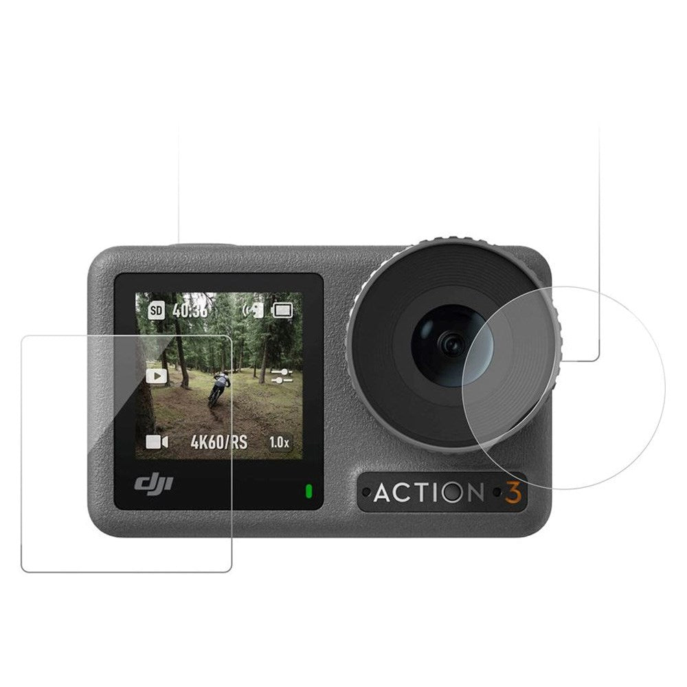 TELESIN DJI Osmo Action 3 / 4 Skjermbeskytter i Herdet Glass - Gjennomsiktig