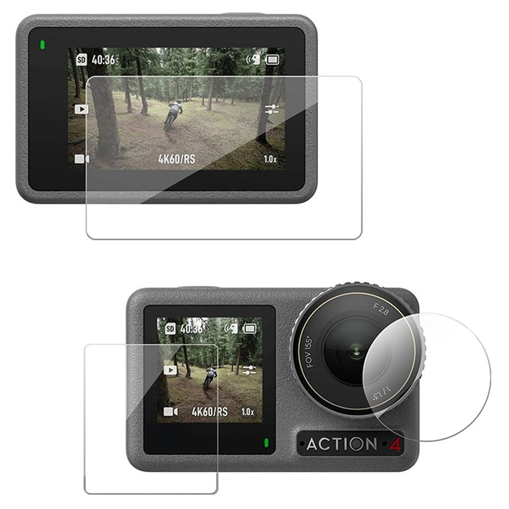 TELESIN DJI Osmo Action 3 / 4 Skjermbeskytter i Herdet Glass - Gjennomsiktig