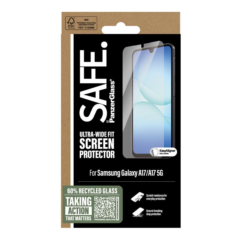 SAFE by PanzerGlass Samsung Galaxy A17 (5G) Ultra-Wide Fit Skjermbeskyttelsesglass - Gjennomsiktig