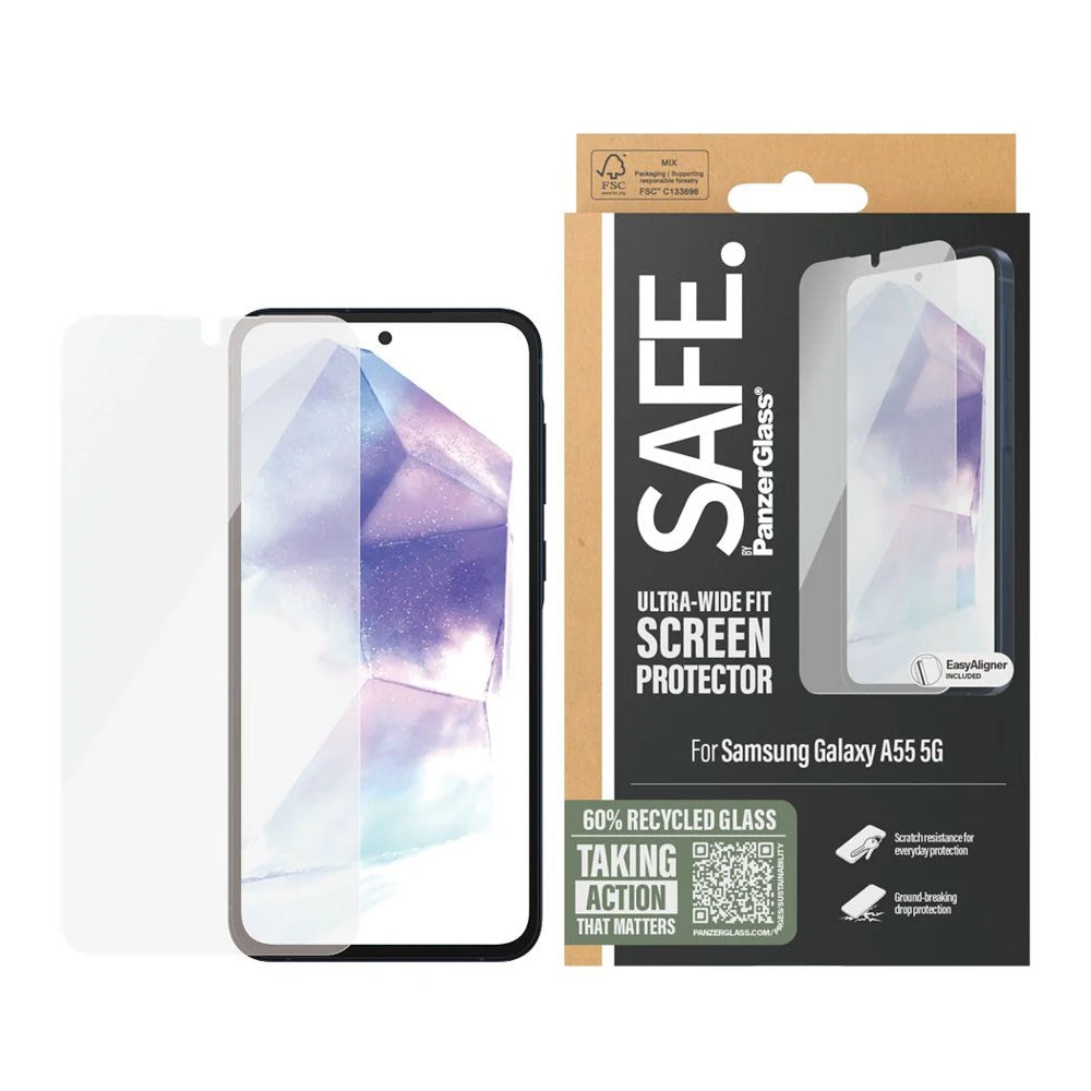 Samsung Galaxy A55 (5G) Safe By PanzerGlass® Ultra-Wide Fit Beskyttelsesglass - Case Friendly - Gold Strength - Gjennomsiktig