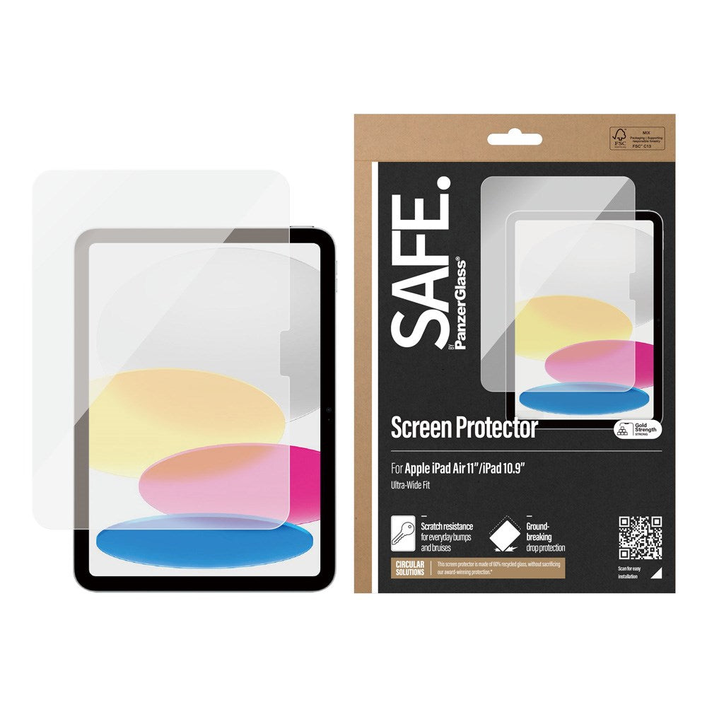 iPad 11" (2025) / iPad Air 11" (2024-2025) / 10.9" (2022-2024) Safe By PanzerGlass® Ultra-Wide Fit Beskyttelsesglass - Case Friendly - Gjennomsiktig