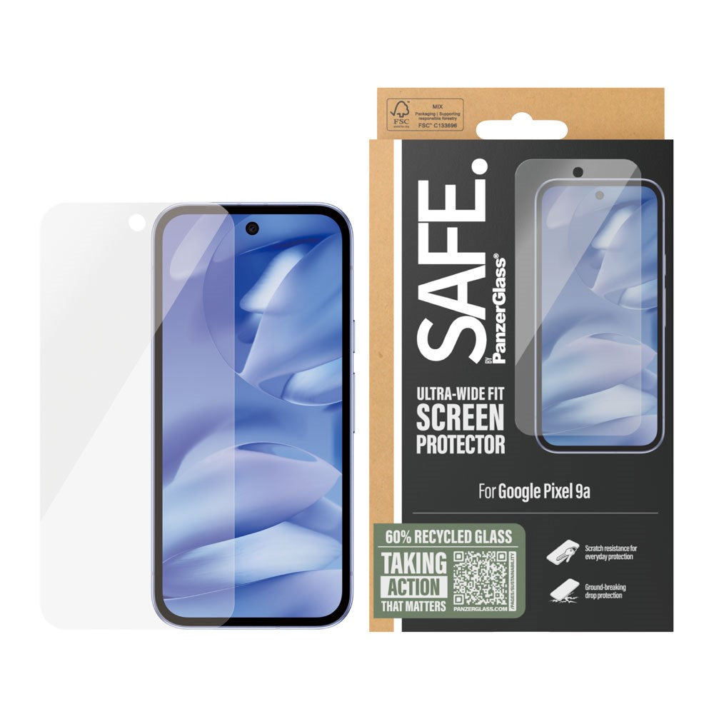 SAFE by PanzerGlass Google Pixel 9a Ultra-Wide Fit Skjermbeskyttelsesglass - Gjennomsiktig