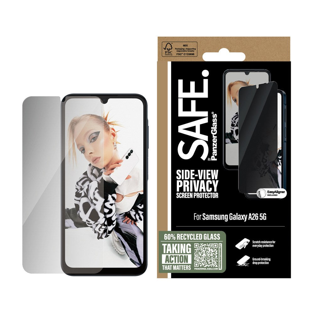 SAFE by PanzerGlass Samsung Galaxy A26 (5G) Ultra-Wide Fit Skjermbeskyttelsesglass - Privacy Funksjon - Gjennomsiktig