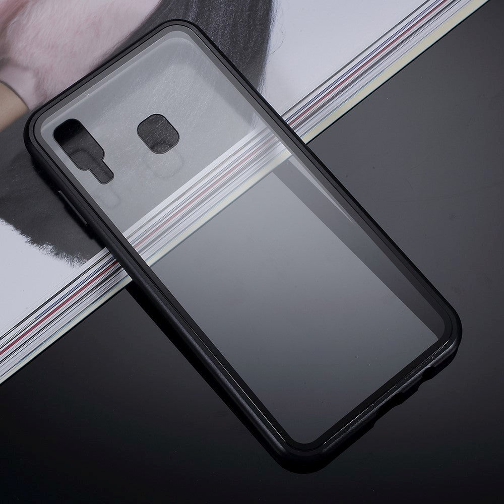 Samsung Galaxy A30 Magnetisk Deksel m. Glassbakside - Svart