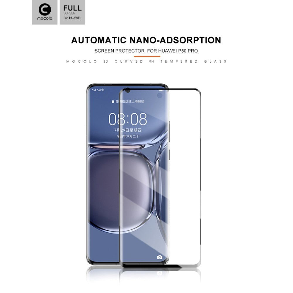 Huawei P50 Pro MOCOLO Herdet Glass - Full-fit - Svart Kant