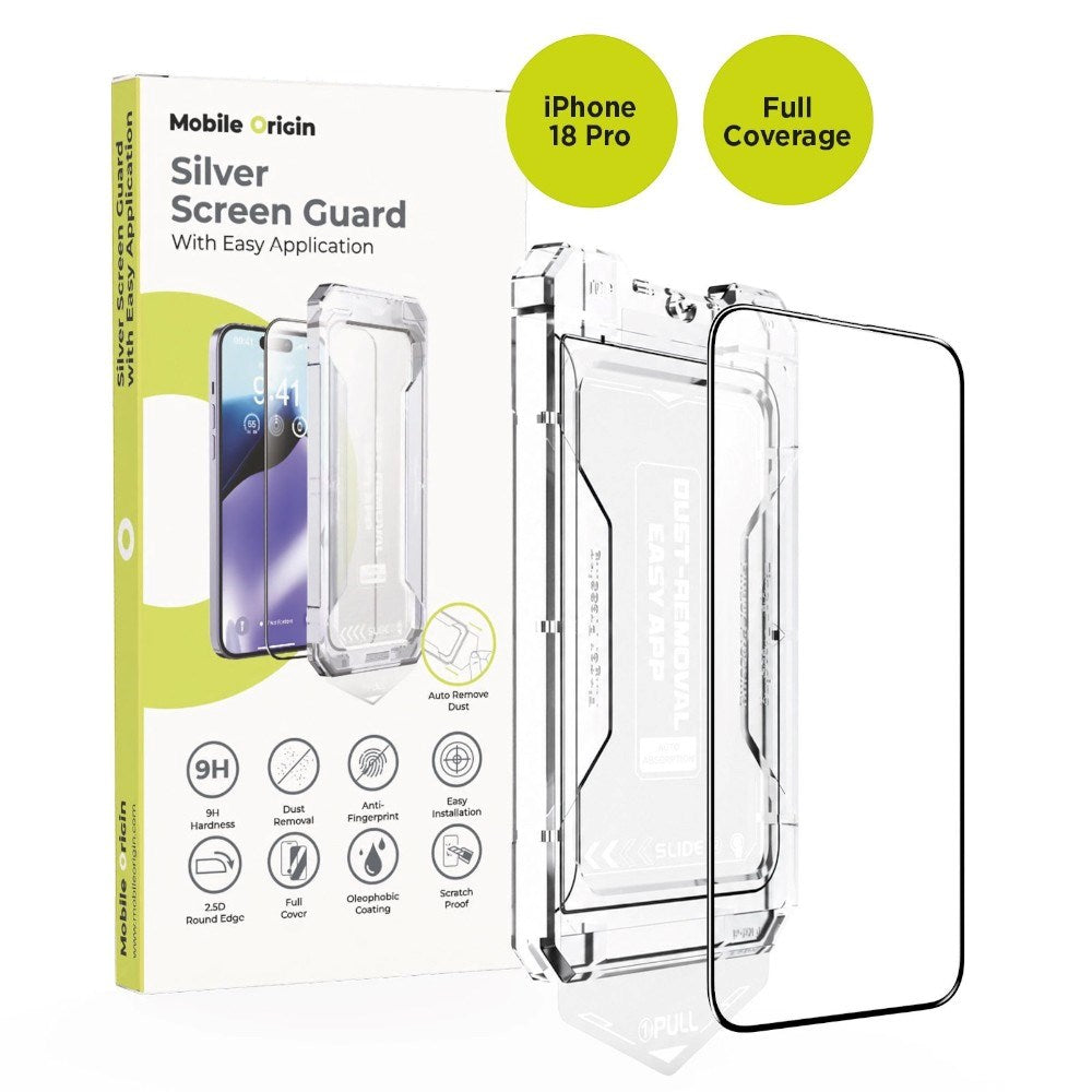 iPhone 18 Pro Mobile Origin Screen Guard Skjermbeskyttelsesglass med Easy Applicator - Gjennomsiktig
