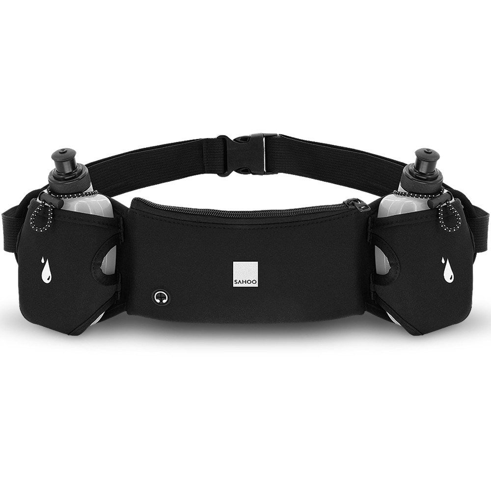 Løpebelte med Lomme & 2 Drikkeflasker - Sort