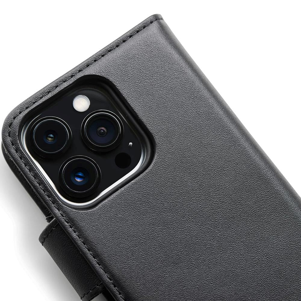 iPhone 13 Pro Max Trunk 2-i-1 Flip Deksel i Ekte Skinn m. Lommebok - Svart
