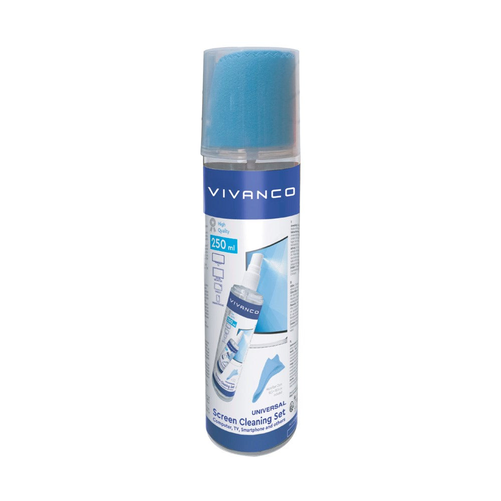 Vivanco Rengjøringssett - Rengjøringsmiddel & Mikrofiberklut - 250 ml.