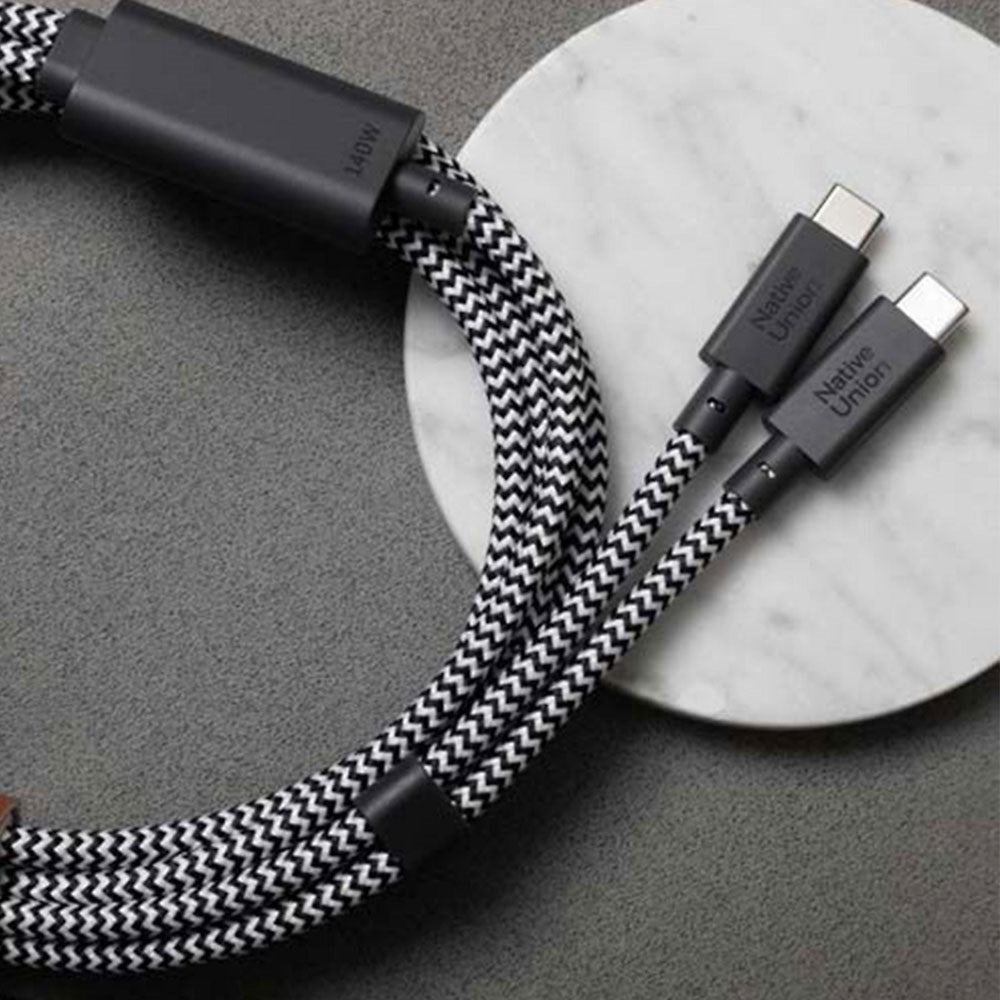 Native Union 2-i-1 USB-C til USB-C Kabel 140W - 2m - Zebra