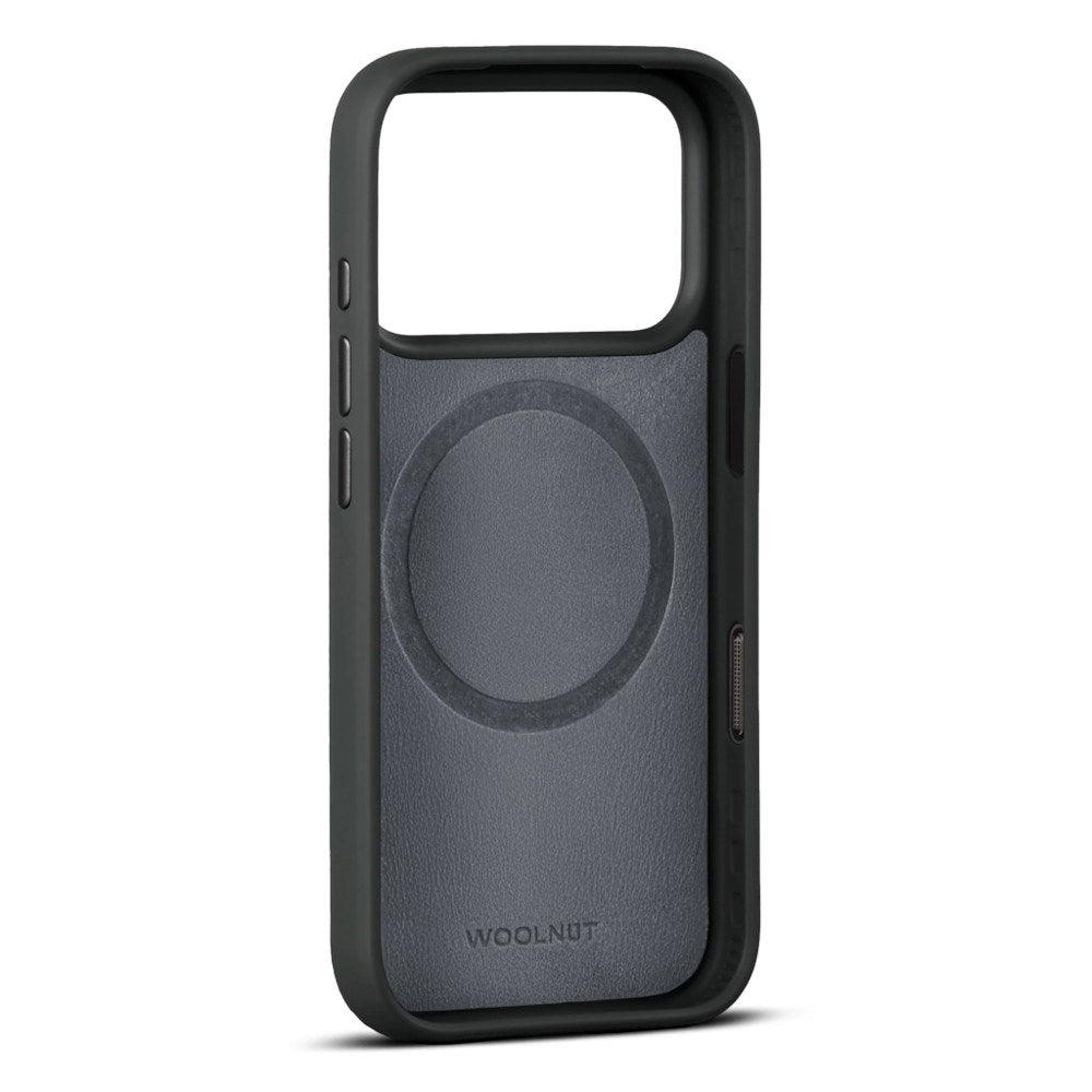iPhone 18 Pro Max WOOLNUT Ekte Skinn Deksel - MagSafe Kompatibel - Svart