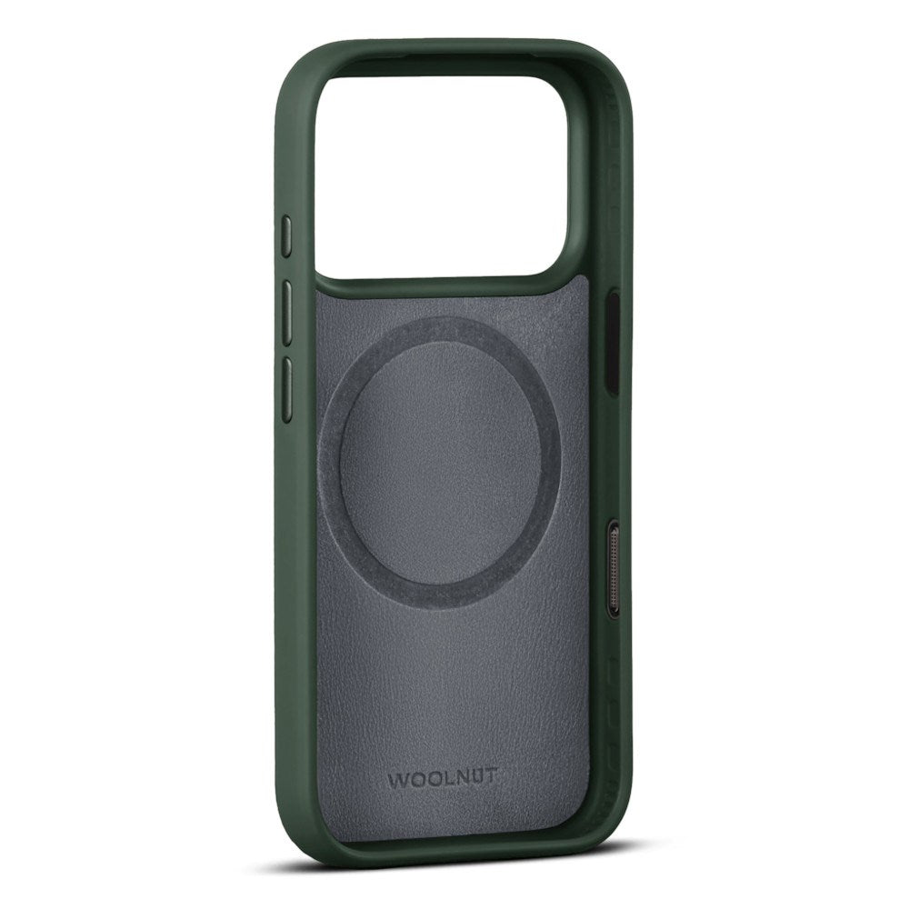 iPhone 18 Pro Max WOOLNUT Ekte Skinn Deksel - MagSafe Kompatibel - Grønn
